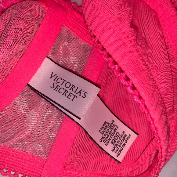 EUC Victoria’s Secret neon pink lace front closure T back bra 32DD worn once - Picture 6 of 7